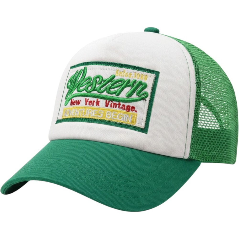 Western New York Vintage Trucker Hat Cap Green White Embroidered Adjustable Mesh